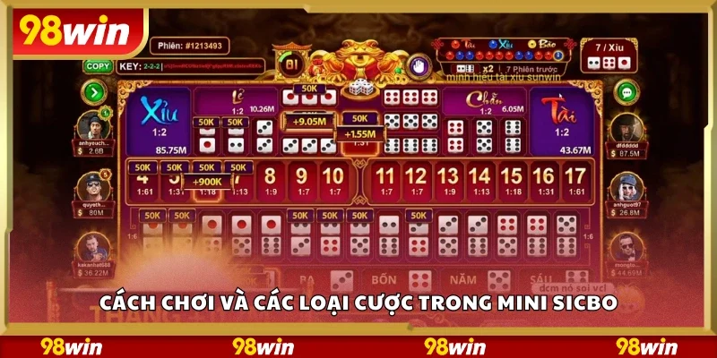 Hướng dẫn chơi và các loại cược trong Mini Sicbo